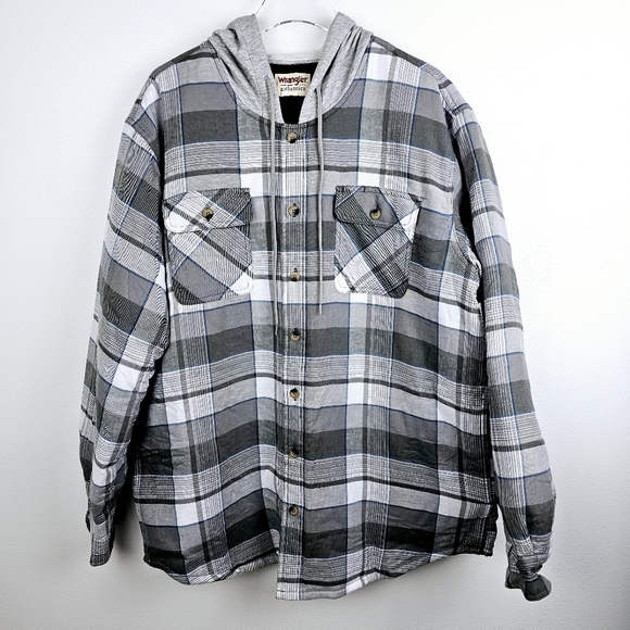 Wrangler Quilted-Lined Plaid Flannel Hooded Jacket NWT XL - Picture 5 of 16